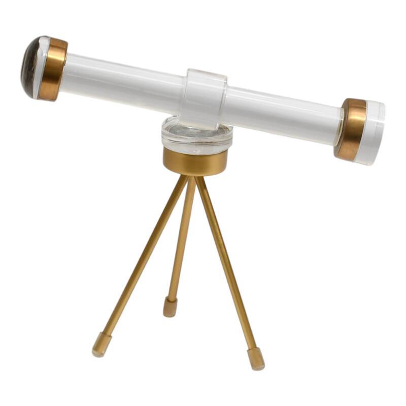 Acrylic And Brass Decorative Object Telescope Sculpture - 9" Gold - 9" x 3.5" x 8.5"