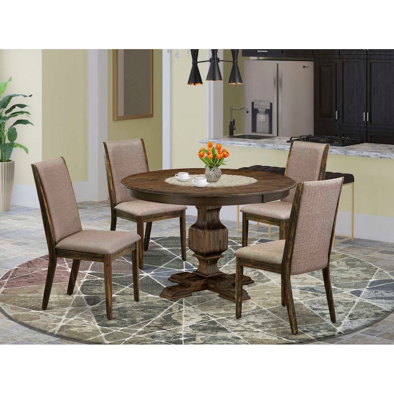 HomeStock 3-Piece Distressed Jacobean Finish Solid Wood Top Dining Table with 2 Chairs