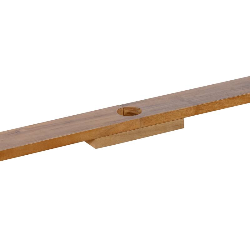 5-Piece Outdoor Acacia Wood Dining Set with Rectangular Table and Umbrella Hole for Family Gatherings