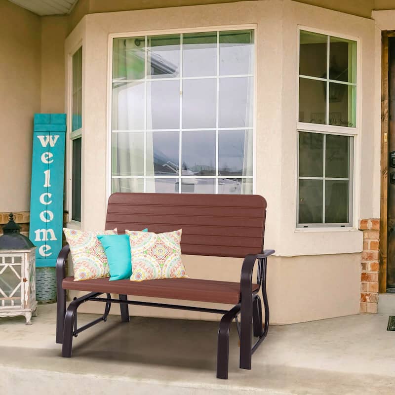 Costway Outdoor Patio Swing Porch Rocker Glider Bench Loveseat Garden