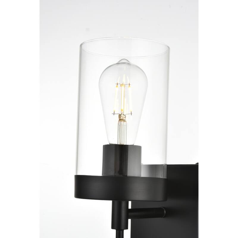 Bento 1 Light Black and Clear Bath Sconce