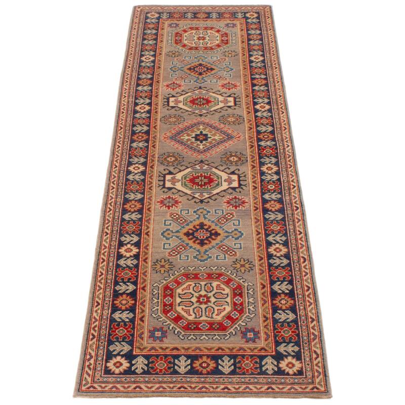 ECARPETGALLERY Hand-knotted Uzbek Ghazni Grey Wool Rug - 2'9 x 9'7