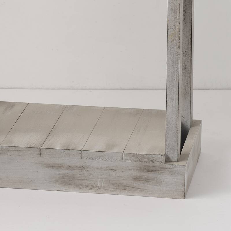 Vintage Wood Distressed White Sofa Bed Side Table End Table