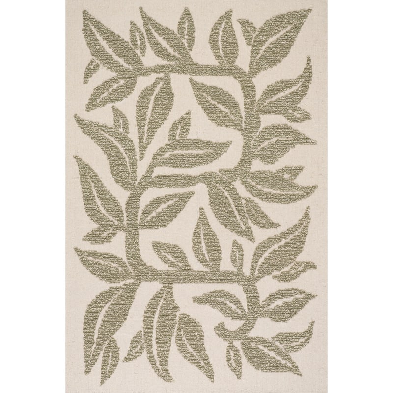 Carmeon Hamilton Sage Bohemian Floral Wool Rug - 5' x 8' - Green - Rectangle