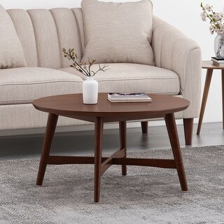 Modern Round Coffee Table with X-Cross Base, Wooden Coffee Table ...