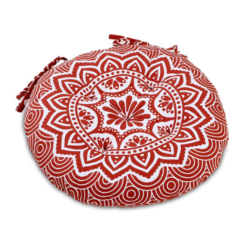 16" Round Tufted Chair Pads Cushions with Ties – Thick, Comfortable Seat Cushions for Dining Chairs/Office Chairs/ Bar Stool
