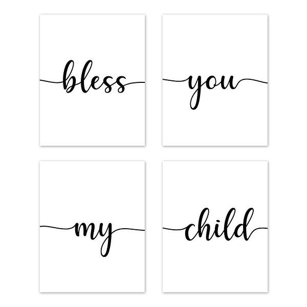 slide 2 of 5, Inspirational Quote Wall Decor Art Prints (Set of 4) - Black and White Modern Contemporary Minimalist Typography Bless You