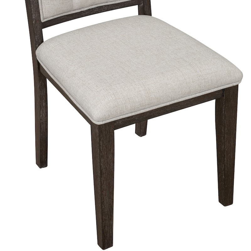 GDFStudio - Farmhouse 5-Piece Extendable Round Dining Table Set with 4 Upholstered Chairs