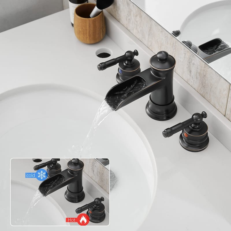 Topcraft Two Handle Waterfall Bathroom Faucet with Pop-Up Drainer