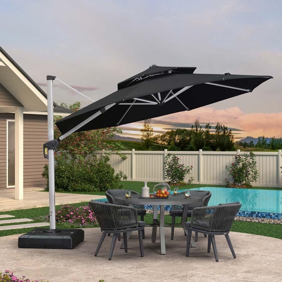 PURPLE LEAF 11 ft Round Offset Hanging Patio Umbrella