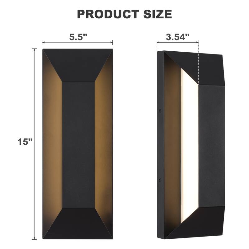 Black Outdoor LED Wall Lantern Sconce with Frosted Glass