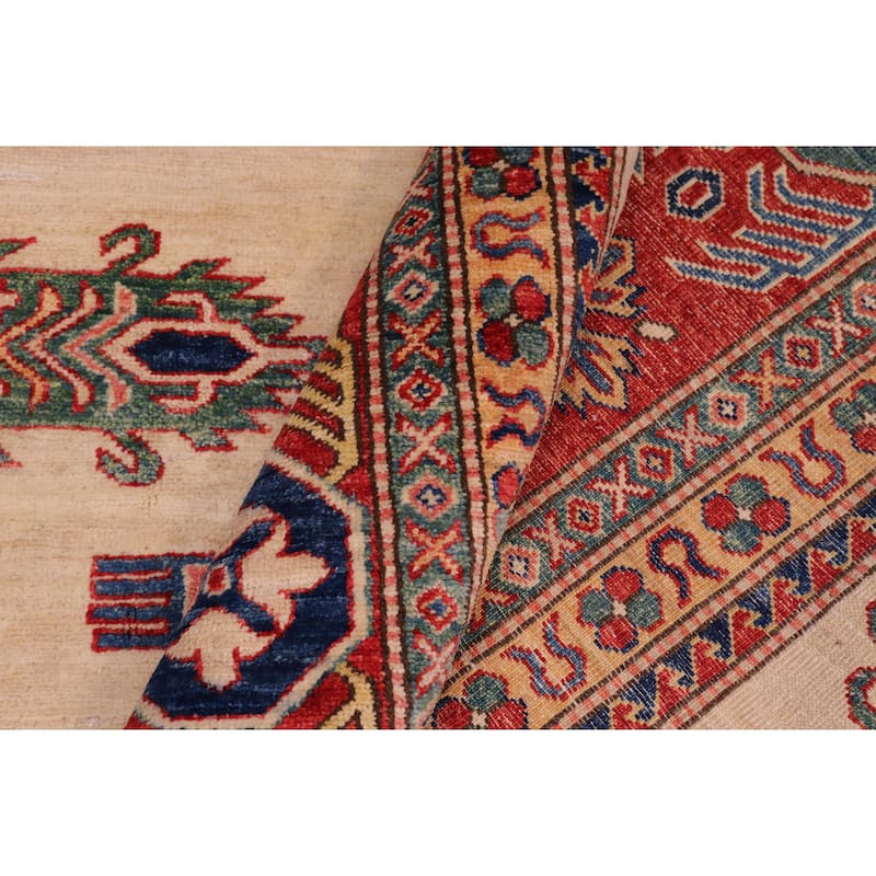 Tribal Super Kazak Aden Natural/Red Hand Knotted Wool Rug - 8'9'' x 11'8''