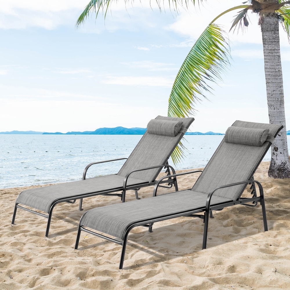 EROMMY Outdoor Patio Lounge Chair, Adjustable Recliner Outdoor Lounge Chairs, Multiple Colors Available