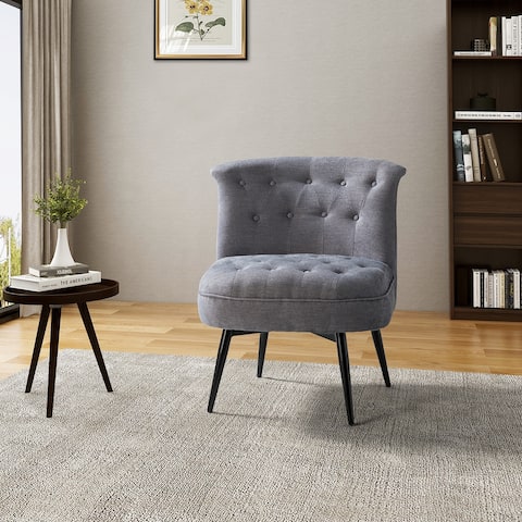 Charles Comfy Tufted Accent Chair with Metal Base