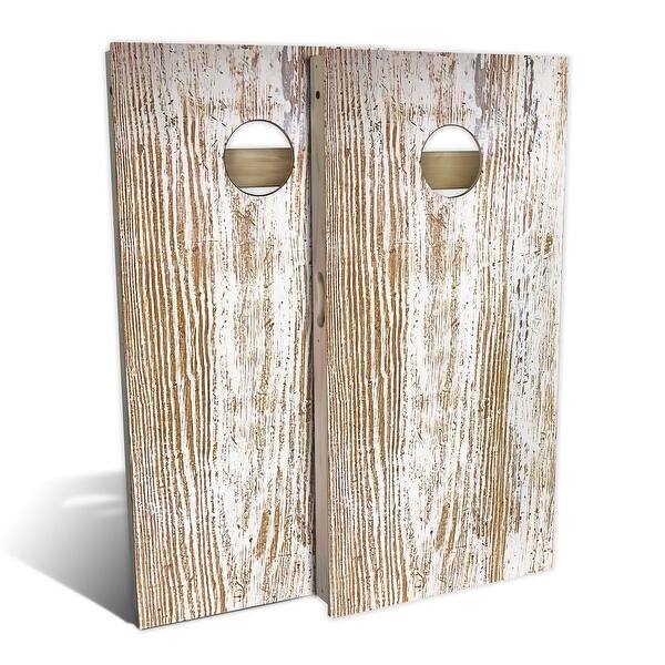 slide 2 of 8, Rustic White Outdoor Cornhole Board Set Backyard 2x4 - Include Carrying Case