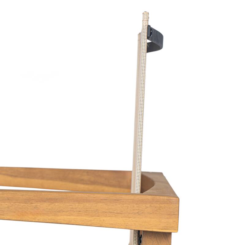 Roomfitters Set of 2 Outdoor Dining Chairs, Acacia Wood Teak Finish Frame with Breathable Mesh Seating, Beige