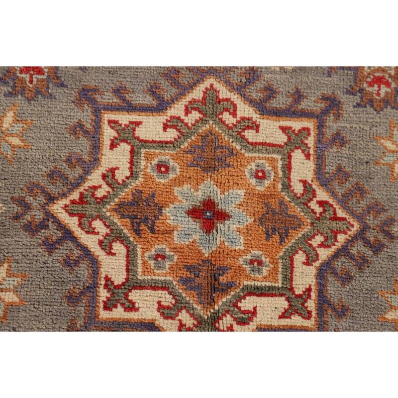 Traditional Kazak Oriental Accent Rug Hand-Knotted Wool Carpet - 3'4"x 4'9"