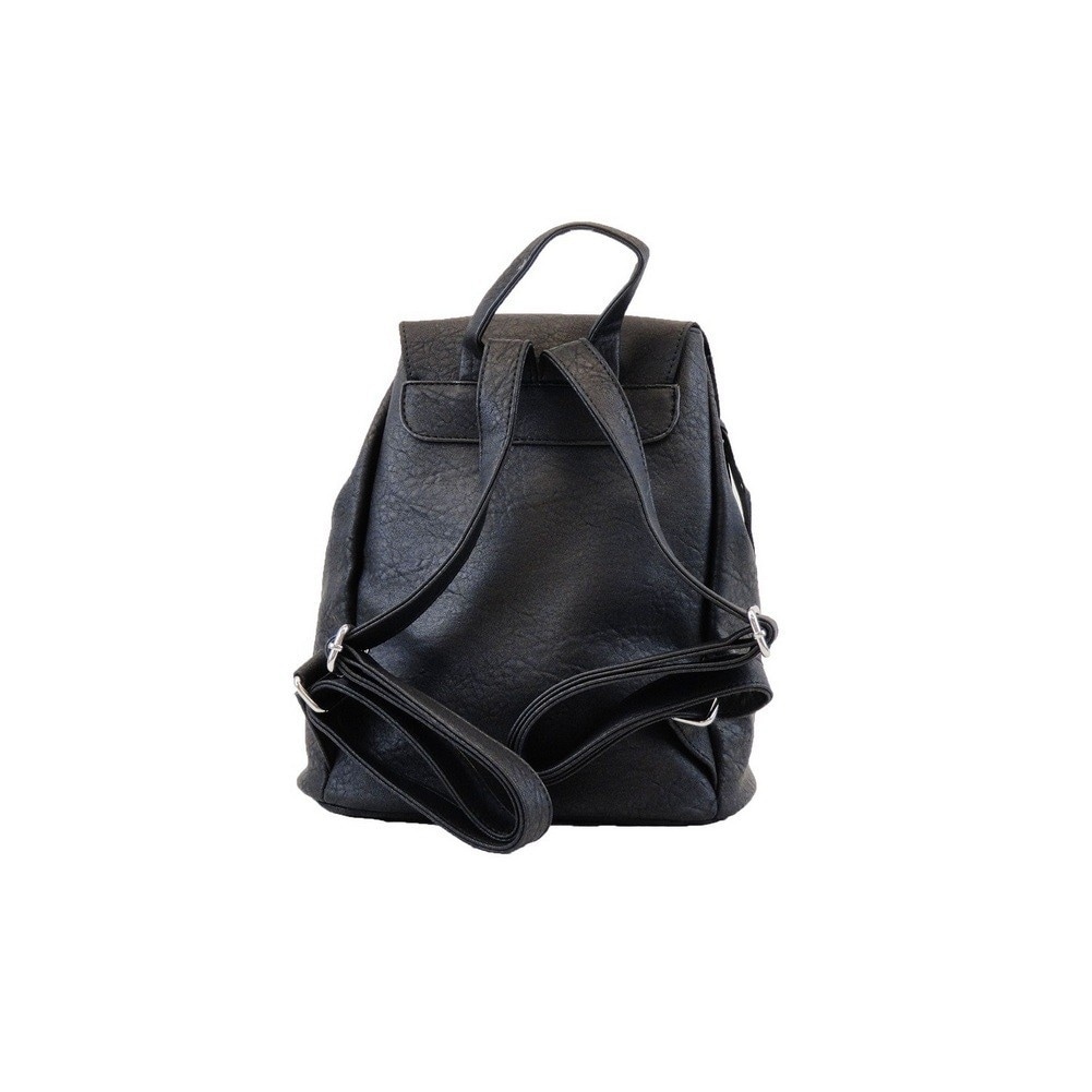 black faux leather backpack womens