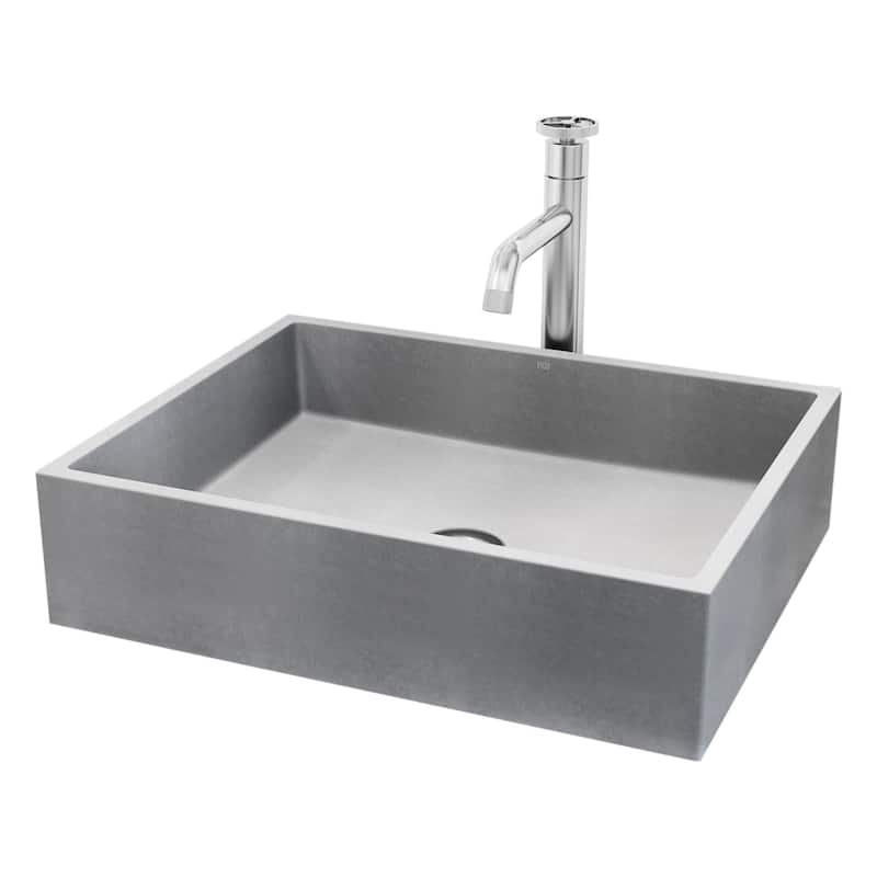 Vigo VGT2091 Coca Gothic 19" Rectangular Concrete Vessel Bathroom Sink