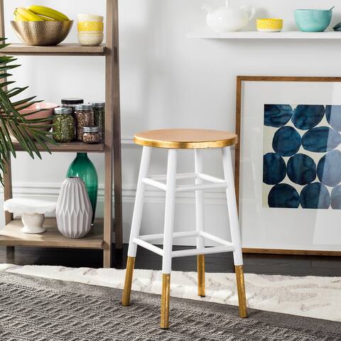 SAFAVIEH 24-inch Emery White/Gold Counter Stool - 13.5" x 13.5" x 24"