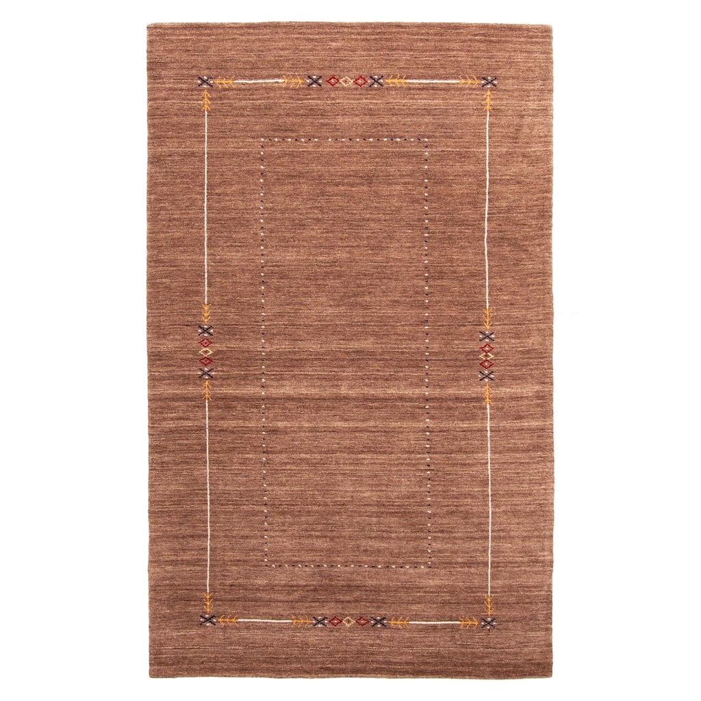 ECARPETGALLERY Hand Loomed Kashkuli Gabbeh Brown Wool Rug - 4'9 x 7'11