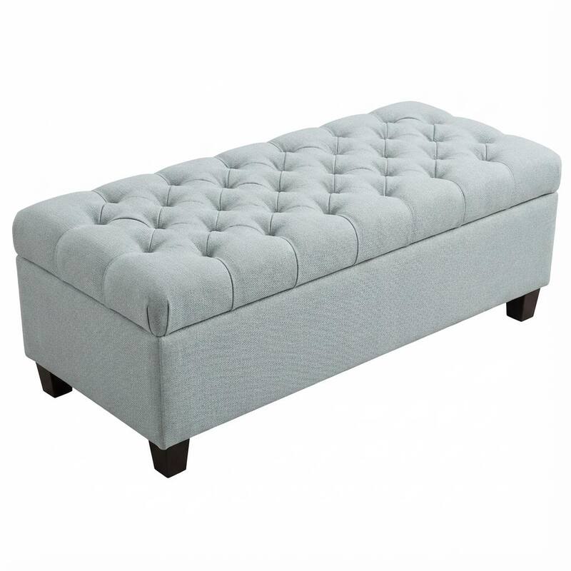 50.25" Storage Ottoman Bench baby Blue Storage Bench End of Bed with Safety Hinges, Footrest Stool for Living, Dining Room