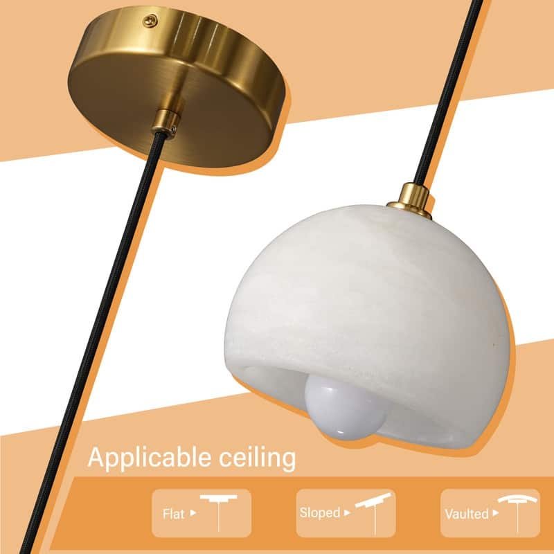 Alabaster Pendant Light for 7.9" Spanish Marble Shade Hanging Light Fixture