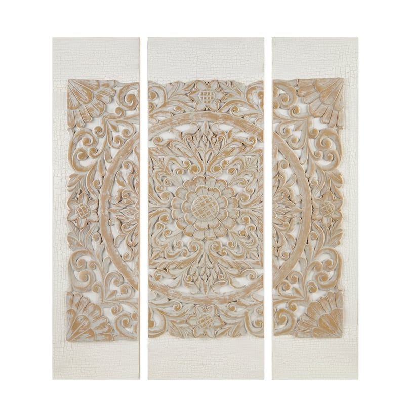 Madison Park Mandala Triptych 3-piece Dimensional Resin Canvas Wall Art Set