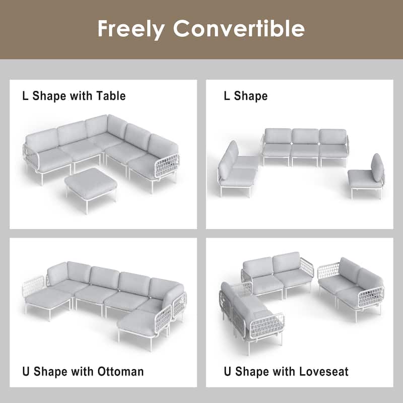 Outdoor Cushioned Sectional Sofa Chat Set Patio Conversation Seating Set