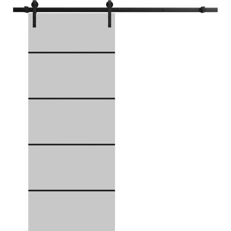 Sturdy Barn Door 36 x 80 Planum 0015 Grey Matte with 6.6FT - 42" x 96"