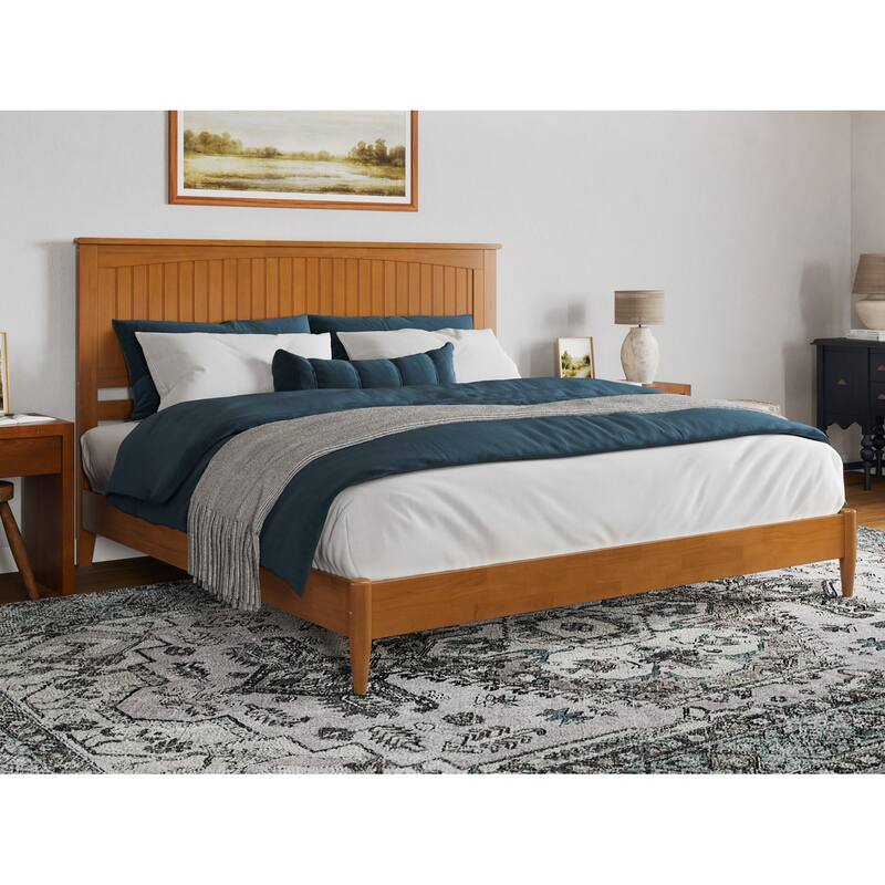 Naples Solid Wood Low Profile Platform Bed - Light Toffee - King