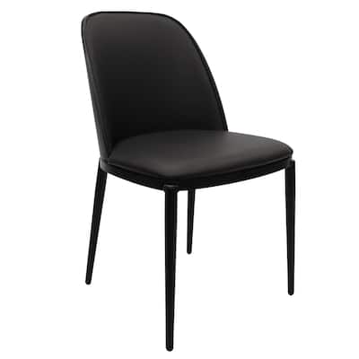 Dining Chair with Upholstered Seat and Back Side Chair with MDF Wood Frame in Black Steel