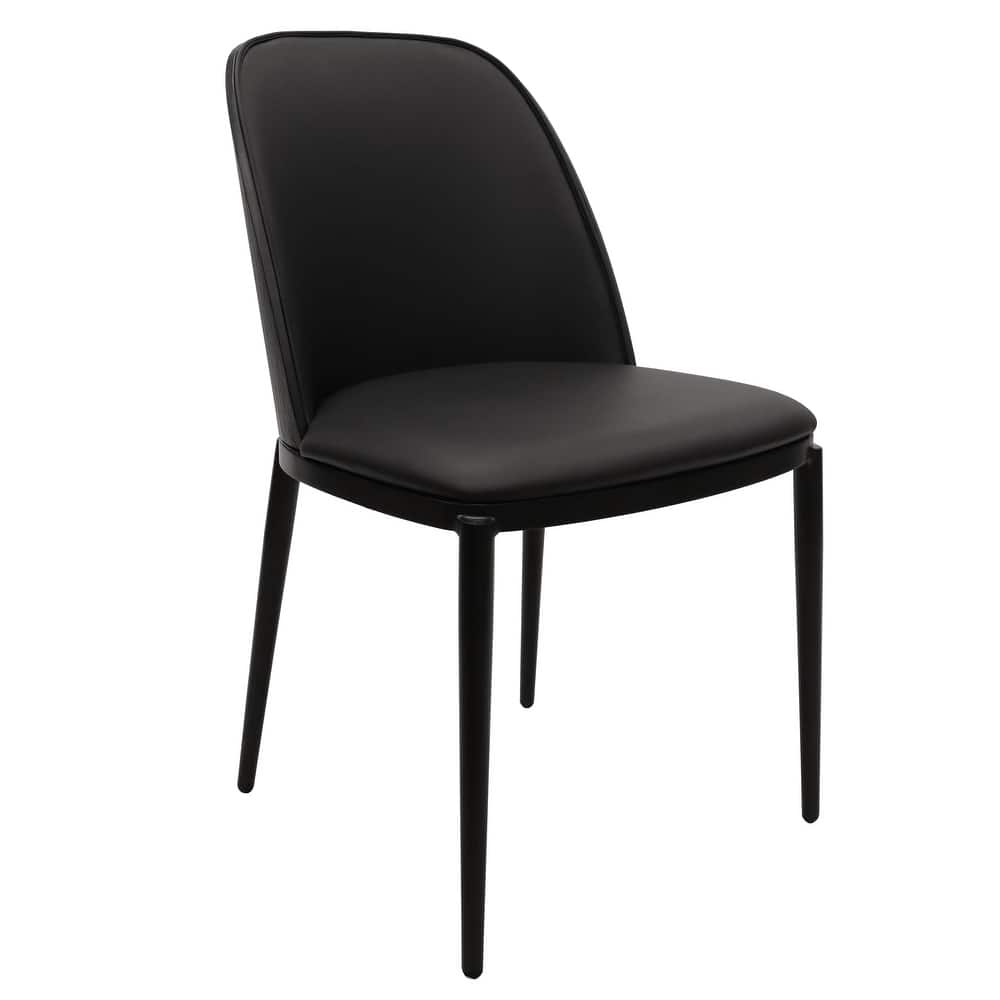 Tule Mid-Century Modern PU leather, Velvet, or Suede Fabric Upholstered Dining Chair with Black Metal Frame for Home or Cafe