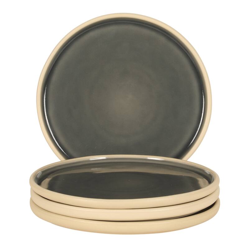 Gibson Elite - Made in Portugal - Port Gaia 10.2 Inch Dinner Plates Set of 4 - Reactive Glaze Dish Set - Navy