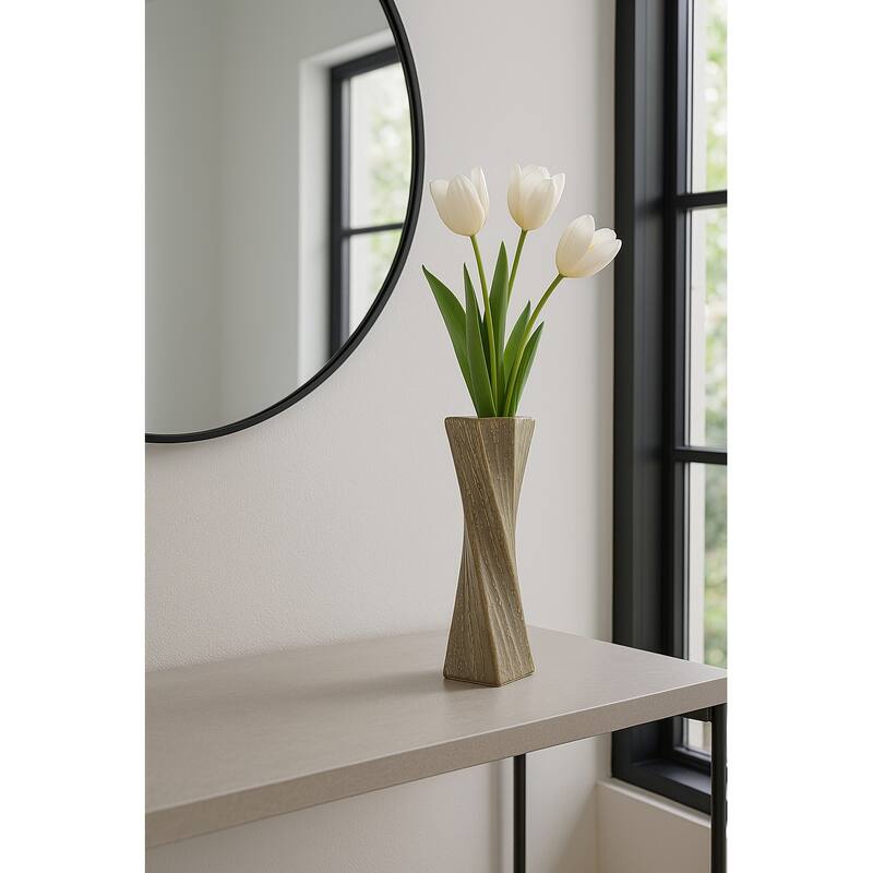 Stoneware Decorative Vase with Drip Glaze Finish Modern Home Decor