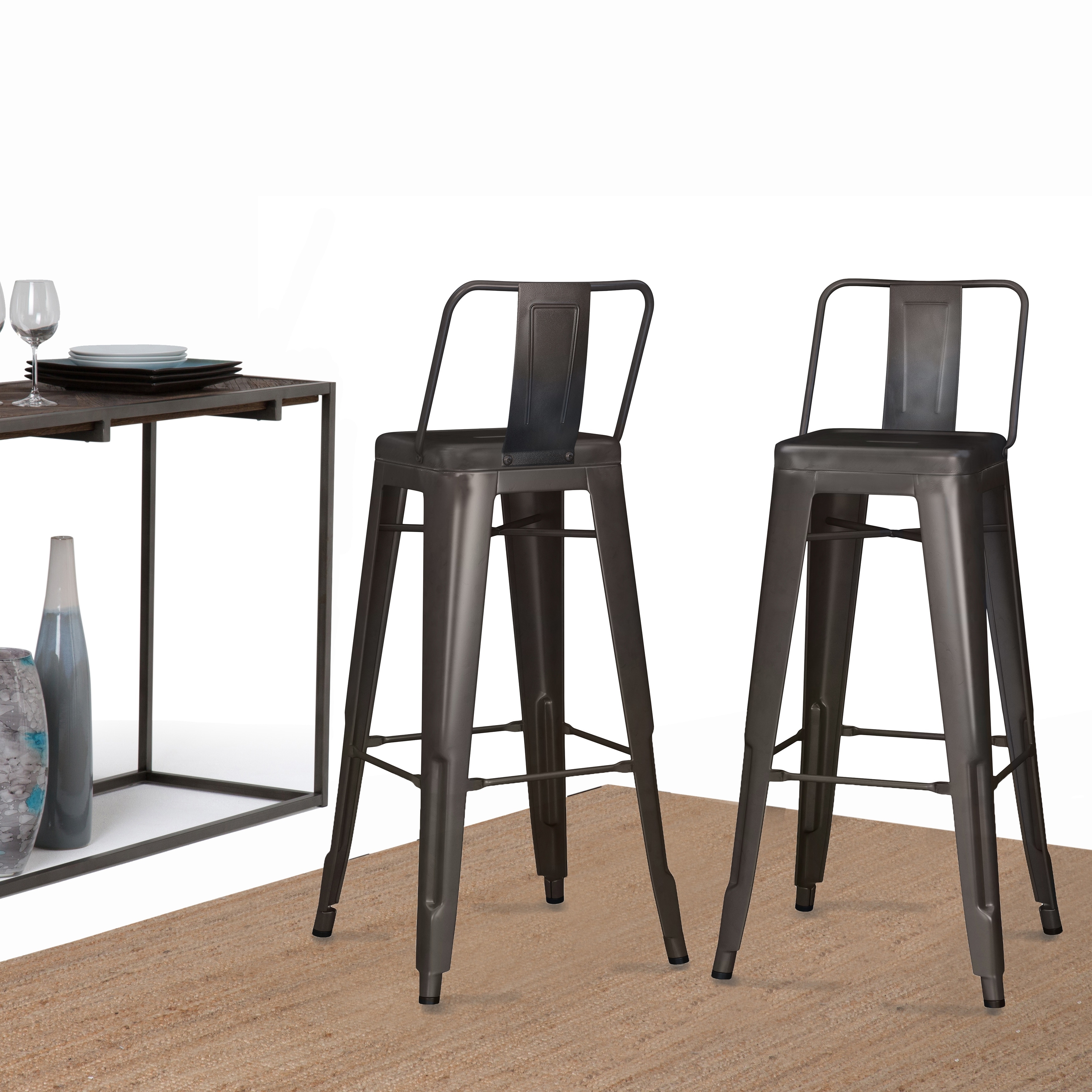 WYNDENHALL Josephine Industrial Metal Bar Stool (Set of 2)