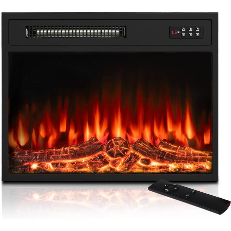 BOSSIN 23 inch Electric Fireplace Insert,Recessed Mounted Fireplace Heater with Adjustable Flame,Timer 750/1500W