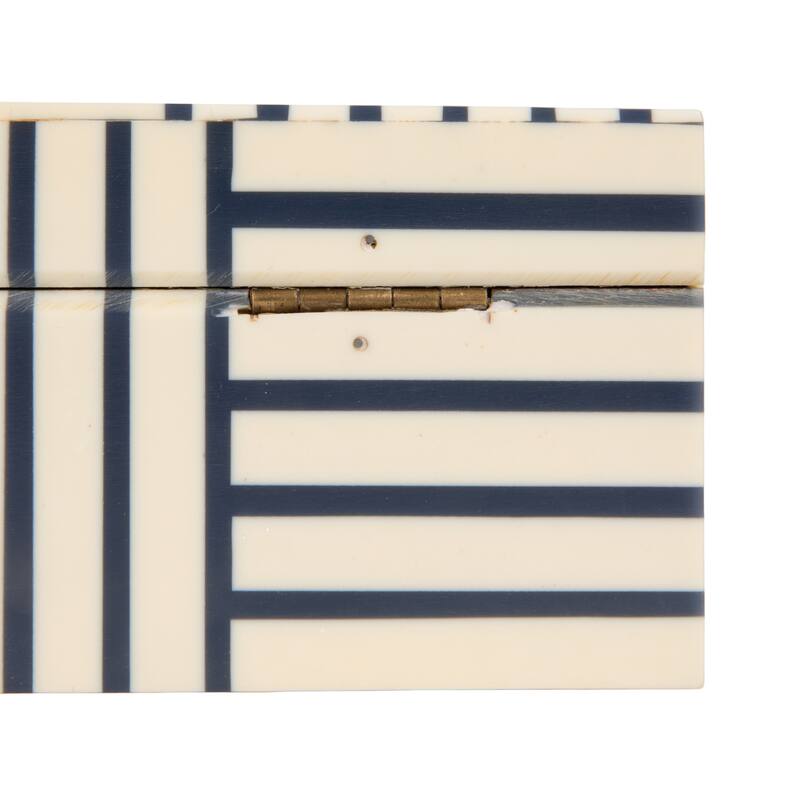 Resin Box with Striped Block Pattern and Gold Clasp