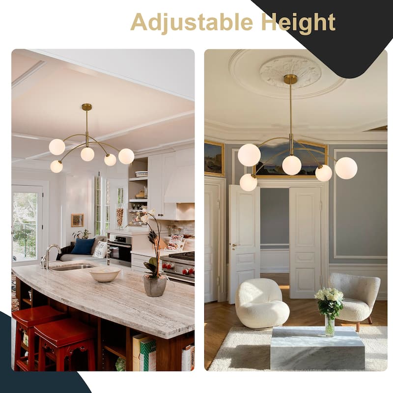 5 - Light Dimmable Modern Linear Globe Chandelier