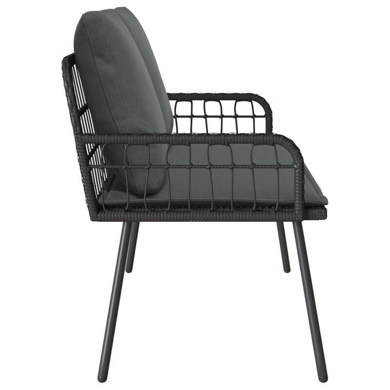vidaXL Garden Bench Black 114x64x78 cm Poly Rattan - 44.9 x 25.2 x 30.7