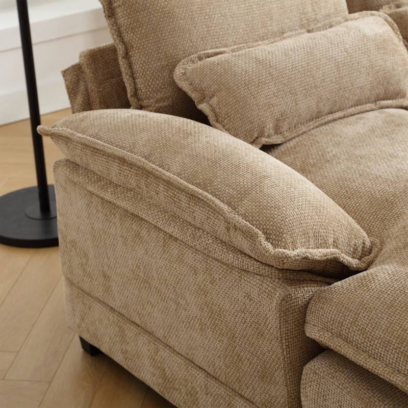 Sectional Sofa Cloud Couch for Living Room, Modern Chenille/Boucle U Shaped Couch, Comfy Modular Sofa Sleeper with Double Chaise