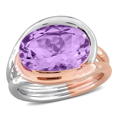 Miadora 5 3/8ct TGW Pink Amethyst Ring in Two-Tone Silver