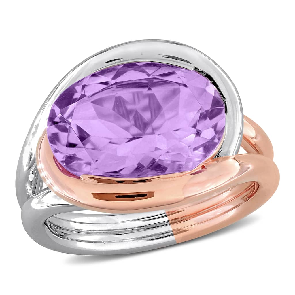 Miadora 5 3/8ct TGW Pink Amethyst Ring in Two-Tone Silver