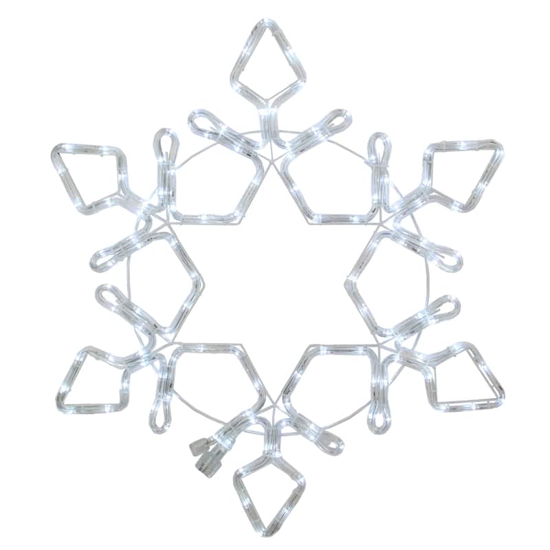 LED Rope Light Snowflake Commercial Christmas Decoration - 3' - Pure White Lights