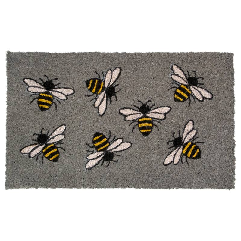 Natural Coir Outdoor Rectangular Bumble Bee Doormat 18" x 30" - 30
