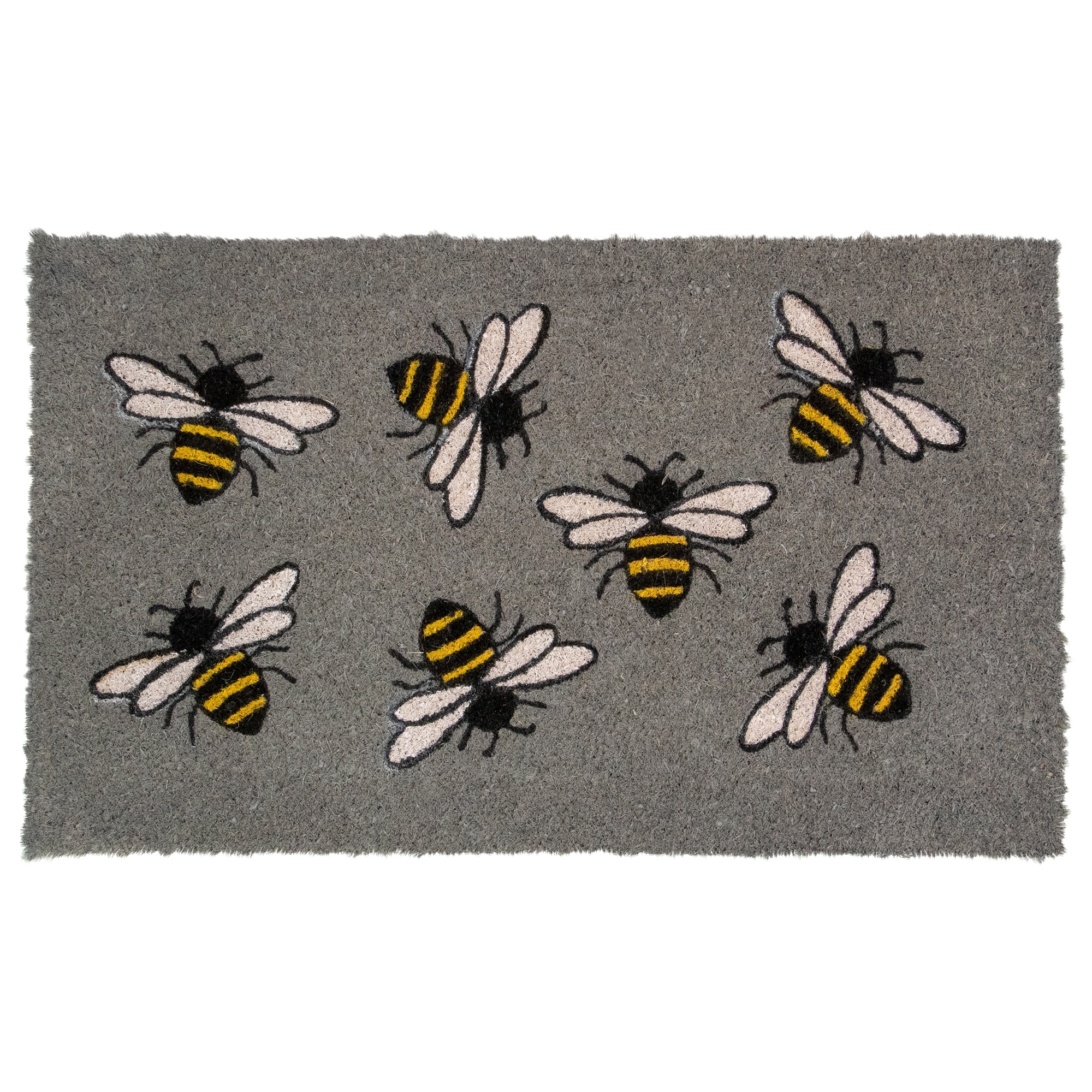 Natural Coir Outdoor Rectangular Bumble Bee Doormat 18" x 30" - 30