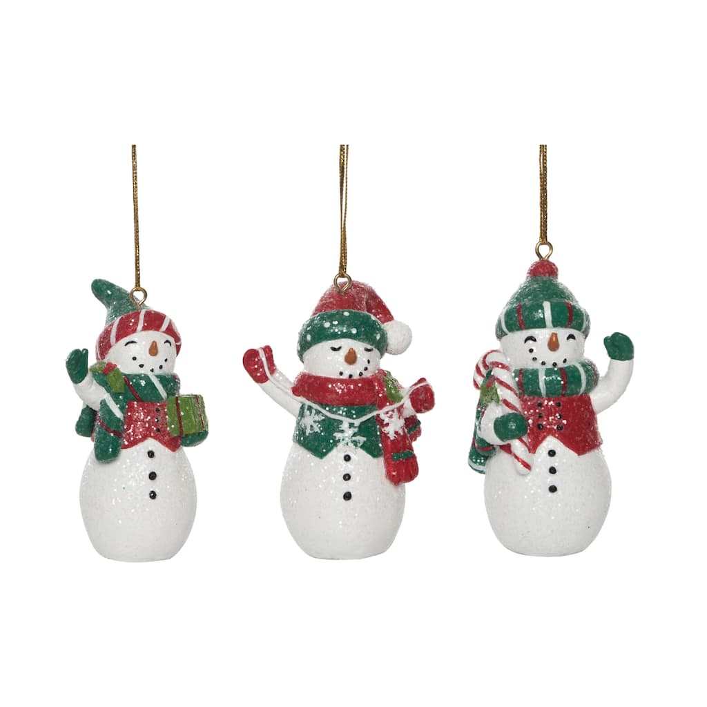 Transpac Resin Vintage Snowman Ornament Set of 3 Christmas Home Decorations