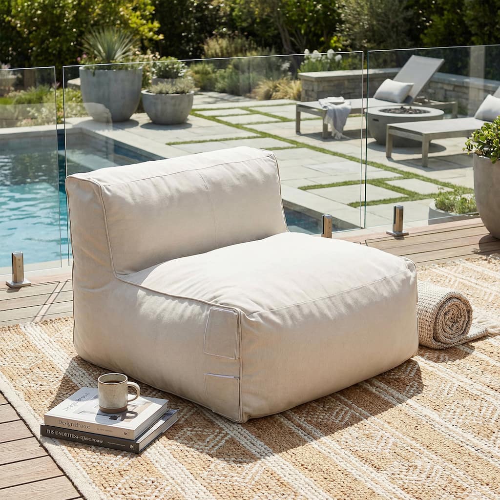 Christopher Knight Home - Nerissa Outdoor/Indoor Olefin Modular Bean Bag Armless Sofa Set with Shredded Foam Filled