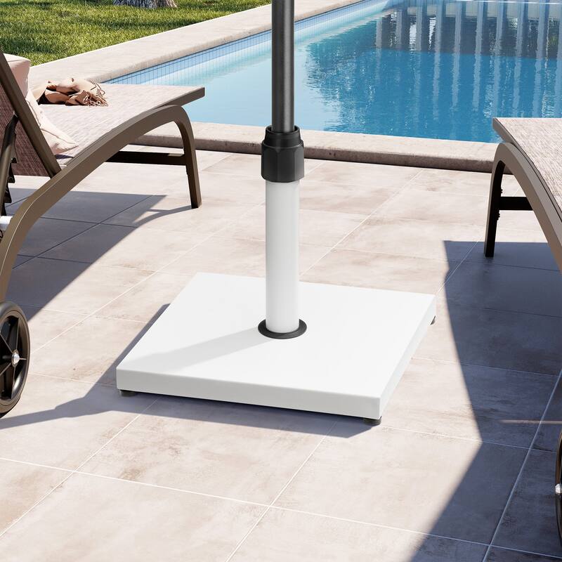 Outdoor Market Umbrella Base Holder Square Concrete / Cement Metal w/Wheels