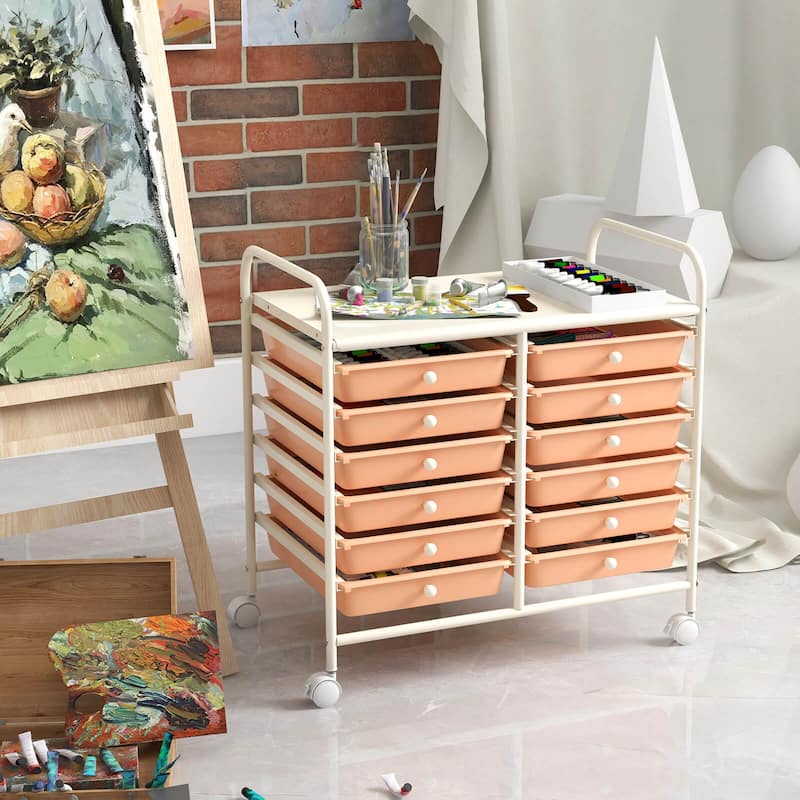 Costway 12 Drawers Rolling Cart Storage Scrapbook Paper Studio - See Details